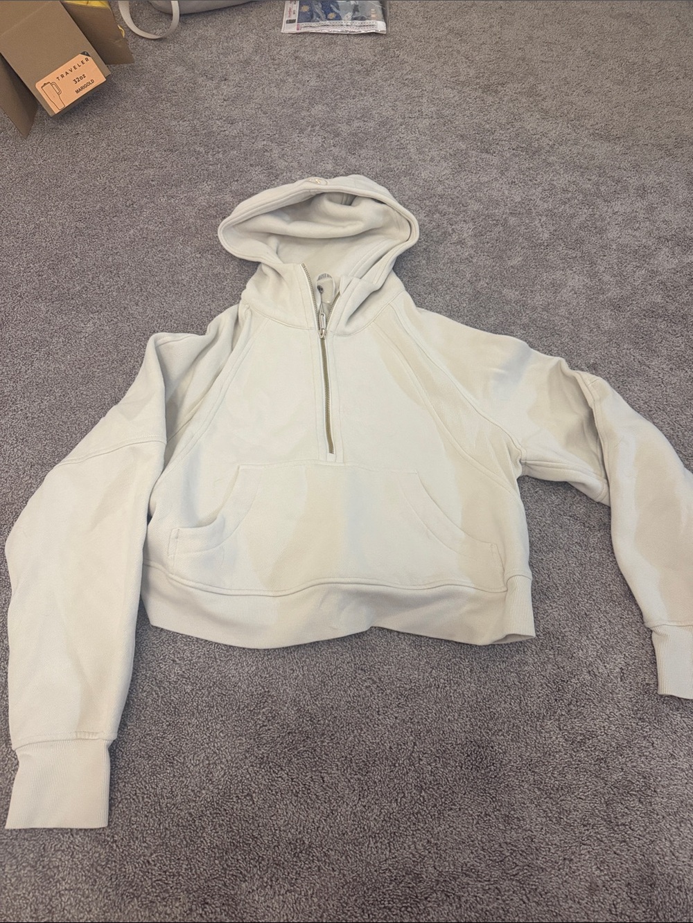 lululemon athletica Half-Zip Hooded Pullover in Light Cream